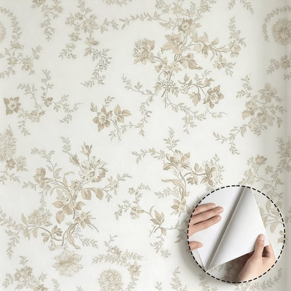 Vintage Floral Wallpaper, Minimalist Aesthetic Farmhouse Peel and Stick Waterproof Wall Decoration for Bedroom, Living Room, Kitchen Cabinet, Drawer, 17.7 * 118 in Contact Paper Design
