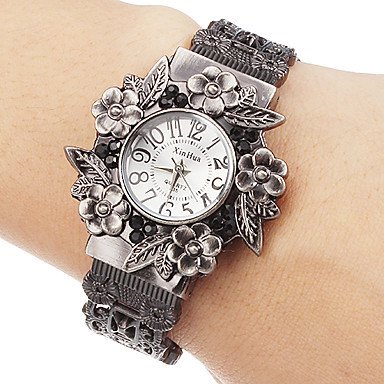 Vintage Floral Watch White Dial with Antique Silver Embellishments Romantic Retro Statement Piece