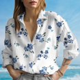 thumbnail image 1 of Vintage Floral Women Casual Shirt, Retro Flower Blouse Button Shirt, Casual Spring Summer Vacation Shirt, Birthday Gift For Her, 1 of 2
