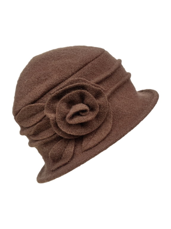 Vintage Floral Wool Cloche Hat For Women 1920s Winter Accessory Elegant Winter Headwear