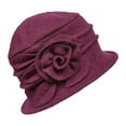 thumbnail image 1 of Vintage Floral Wool Cloche Hat For Women 1920s Winter Accessory Elegant Winter Headwear, 1 of 2