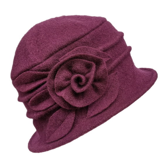 Vintage Floral Wool Cloche Hat For Women 1920s Winter Accessory Elegant Winter Headwear