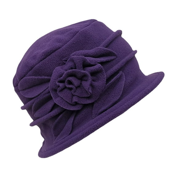 Vintage Floral Wool Cloche Hat For Women 1920s Winter Hat Stylish Warm Headwear