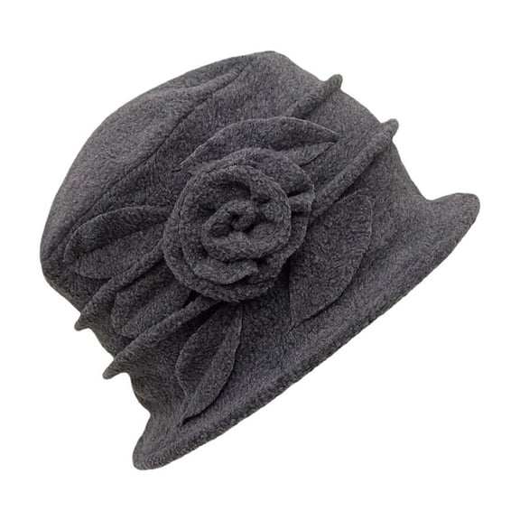 Vintage Floral Wool Cloche Hat For Women 1920s Winter Hat Stylish Warm Headwear