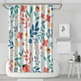 thumbnail image 1 of Vintage Floral and Autumn Leaves Shower Curtain, 72x72 Polyester, Romantic Botanical Farmhouse Look, 1 of 5