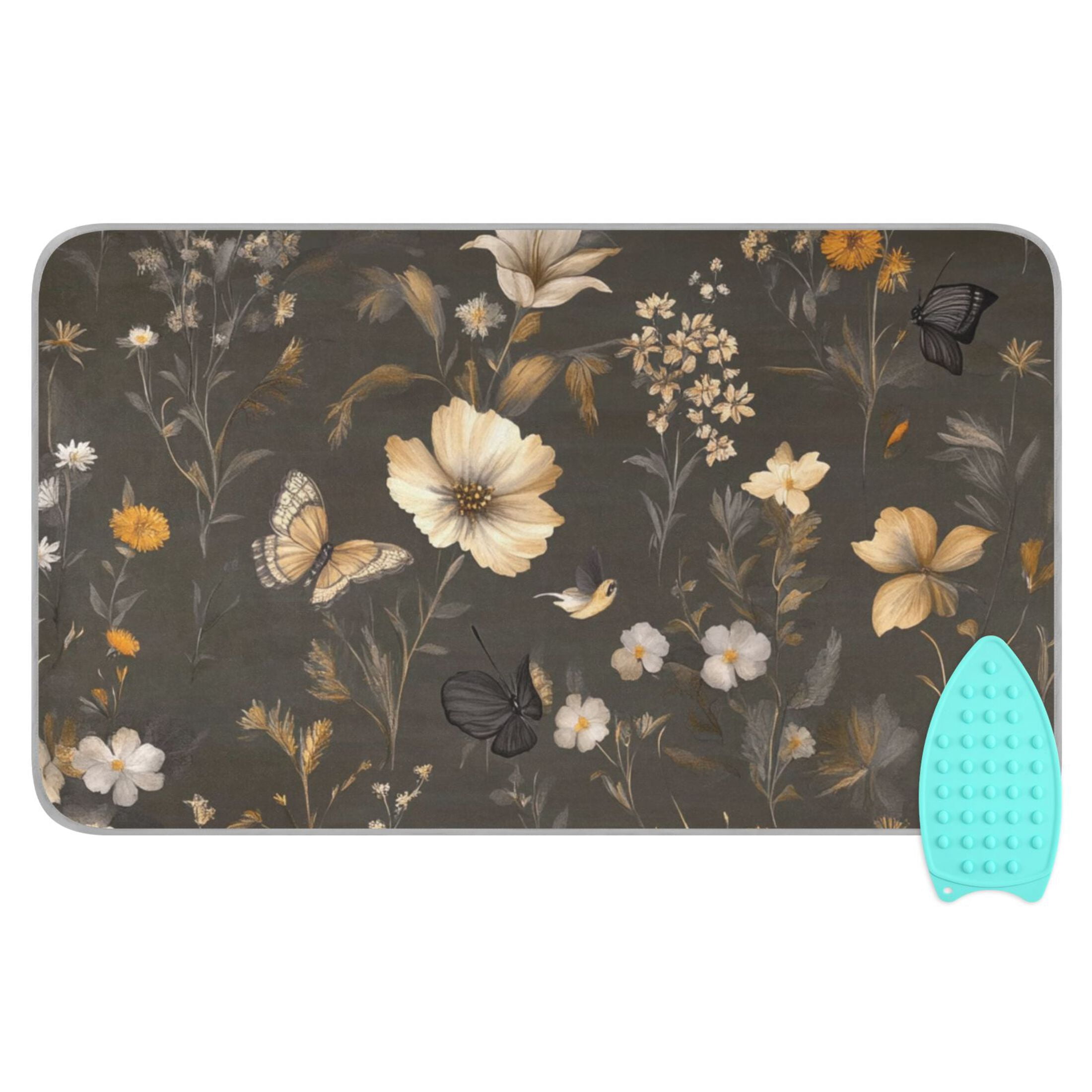 Vintage Floral with Butterflies Ironing Mat Blanket for Table Top Travel Portable Ironing Board Pad 47.2x27.6 Inch