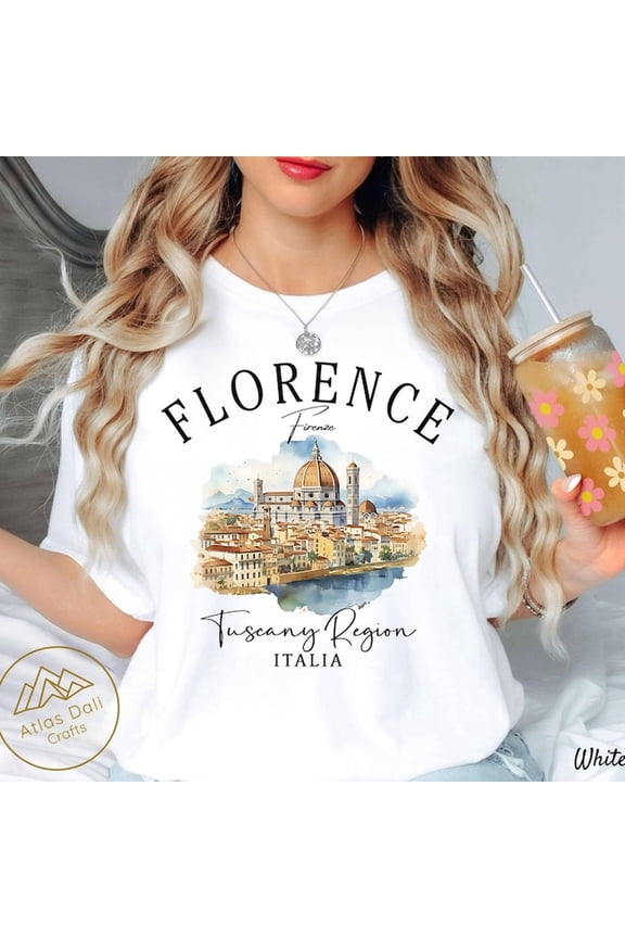 Vintage Florence Italy Watercolor T-Shirt Tuscany Region Firenze Italia Graphic Tee Retro Aesthetic Summer Travel Souvenir Apparel for Men and Women
