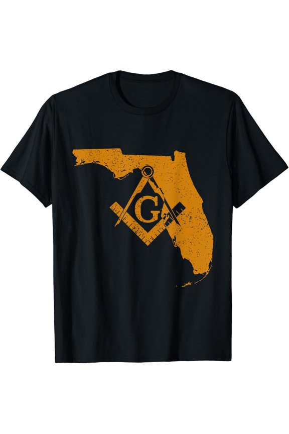 Vintage Florida Masonic T-Shirt Retro Square and Compasses Master Mason Graphic Tee Men's Distressed Sunshine State Fraternal Apparel
