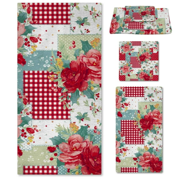 Vintage Flower Bath Towels Set of 3 - Shower Towels, Hand Towel, Wash Cloths, Absorbent & Ultra Soft Towels for Bathroom, Extra Large Bath Sheets for Everyday Use, Gym & Spa