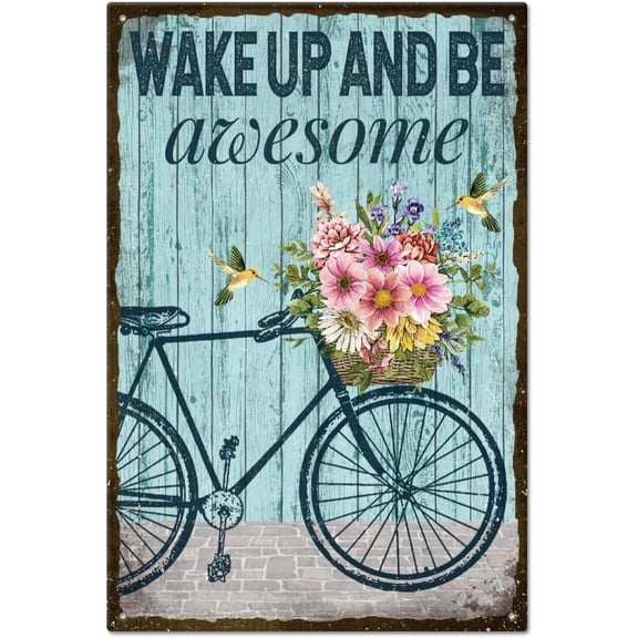 Vintage Flower and Bike Metal Tin Sign Plaque Poster 812inch Retro Metal Wall Decorative Tin Signs for DIY Home Kitchen Bar Coffee Shop Club Orchard Decoration