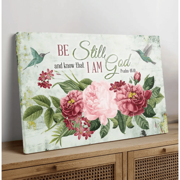 Vintage Flower Christian Canvas Wall Art, Bible Verse Scripture Print, Inspirational Religious Wall Decor Gift
