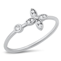 Vintage Flower Clear CZ Wholesale Ring .925 Sterling Silver Band White Jewelry Female Size 4