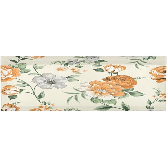 Vintage Flower Curtain Valance for Kitchen Windows/Bathroom/Living Room/Bedroom Blackout, Rod Pocket Valance Small Window Treatment, 54" W x 18" L Home Decor