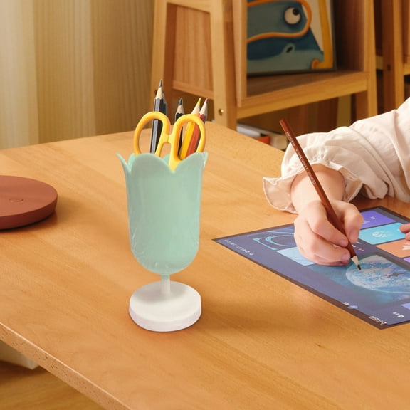 Vintage Flower Decoration Pen Container | Makeup Brush Organizer & Desk Bucket | Cute Study Table Ornament for Office, Classroom, or Bedroom