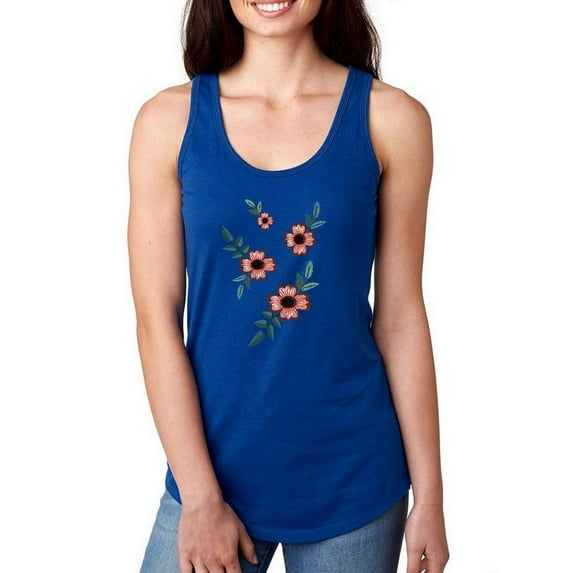 Vintage Flower Embroidery Racerback Tank Women -Image by Shutterstock, Female Medium