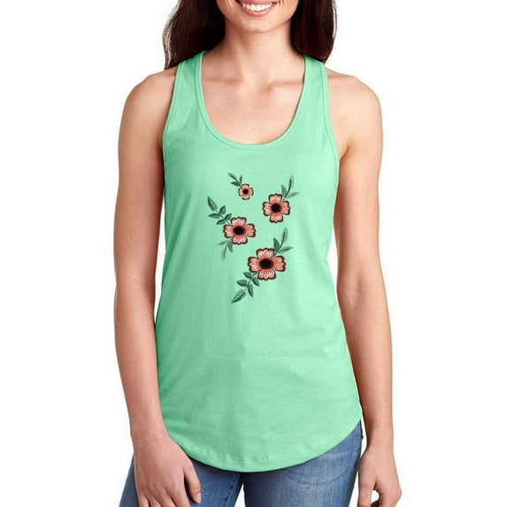 Vintage Flower Embroidery Racerback Tank Women -Image by Shutterstock, Female x-Large