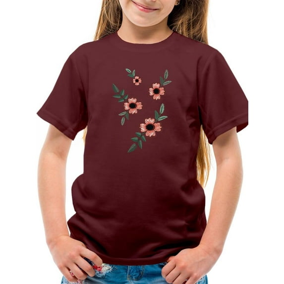 Vintage Flower Embroidery T-Shirt Juniors -Image by Shutterstock, Medium