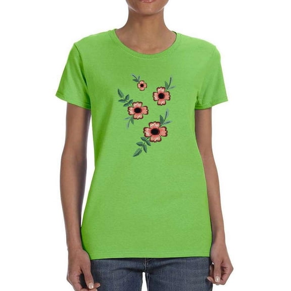 Vintage Flower Embroidery T-Shirt Women -Image by Shutterstock, Female Large