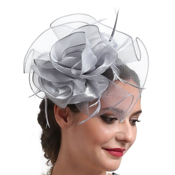 Vintage Flower Fascinator Hat Party Fascinator Hair Clip Exaggerated Feathered Flower Hat for 1920S Masquerades Party