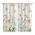 thumbnail image 1 of Vintage Flower Kitchen Curtains 63 Inch Length, Botanical Wildflower Plant Country Daisy Grommet Top Bedroom Living Room Curtains, Light Filtering Cafe Curtain Drapes 2 Panels Set 84''x63'', 1 of 9