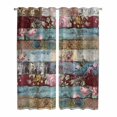 thumbnail image 1 of Vintage Flower Kitchen Curtains 84 Inch Length, Retro Botanical Floral Wooden Grommet Top Bedroom Living Room Curtains, Light Filtering Cafe Curtain Drapes 2 Panels Set 84''x84'', 1 of 9