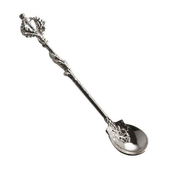 Vintage Flower Leaf Carved Coffee Spoon Teaspoon Zinc Alloy Crystal Head Stirring Spoons Dessert Ice Cream Scoop for Cafe Home Office Bar Gadgets-Table Decor Cutlery