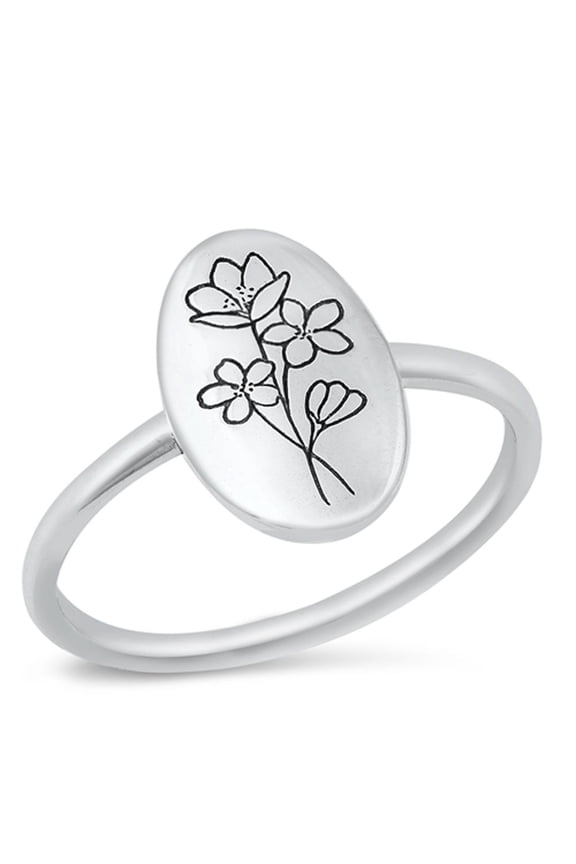 Vintage Flower Outline Ring .925 Sterling Silver Band Jewelry Female Male Unisex Size 4