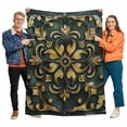 thumbnail image 1 of Vintage Flower Pattern Flannel Blanket for Bed,Travel and Camping, Gold Flower Dark Green Background Super Soft Cozy Blanket for All Seasons 40"x50", 1 of 7