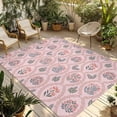 thumbnail image 1 of Vintage Flower Pattern Outdoor Rug for Patio/Deck/Porch, Non-Slip Large Area Rug 5 x 8 Ft, Spring Floral Leaves Plants Pink Indoor Outdoor Rugs Washable Area Rugs, Camping Rug Carpet Runner, 1 of 8