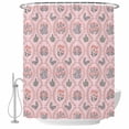 thumbnail image 1 of Vintage Flower Pattern Shower Curtain, Waterproof Shower Curtains for Bathroom, Spring Floral Leaves Plants Pink Washable Fabric Bathtub Curtain Set Bath Decor with 12 Hooks Extra Long 72"x96", 1 of 8