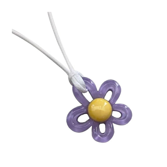 Vintage Flower Pendant Necklace for Women Colorful Flower Choker Neck Charm Jewelry Accessory for Teens