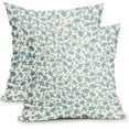 thumbnail image 1 of Vintage Flower Pillow Covers 18x18 Inch Set of 2 Smoke Blue and Cream Floral Outdoor Throw Pillow Covers Blue Small Floral Print Rustic Farmhouse Pillowcases Cotton Linen Cushion Covers for Couch, 1 of 6