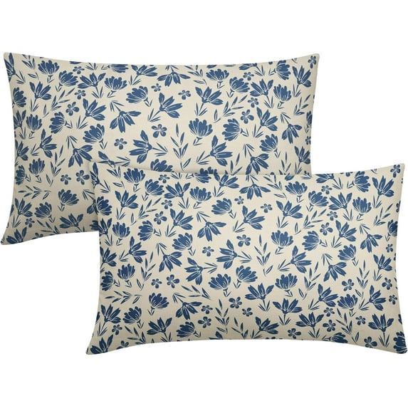 Vintage Flower Pillow Covers 18x18 Set of 2 Rustic Cute Small Floral Black Brown Old Style Decorative Throw Pillows Outdoor PillowCase Farmhouse Linen Cushion Case Decor for Home Sofa Couch Bed