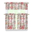 thumbnail image 1 of Vintage Flower Print Kitchen Curtains 3-Piece Set Rod Pocket Farmhouse, 1 of 6