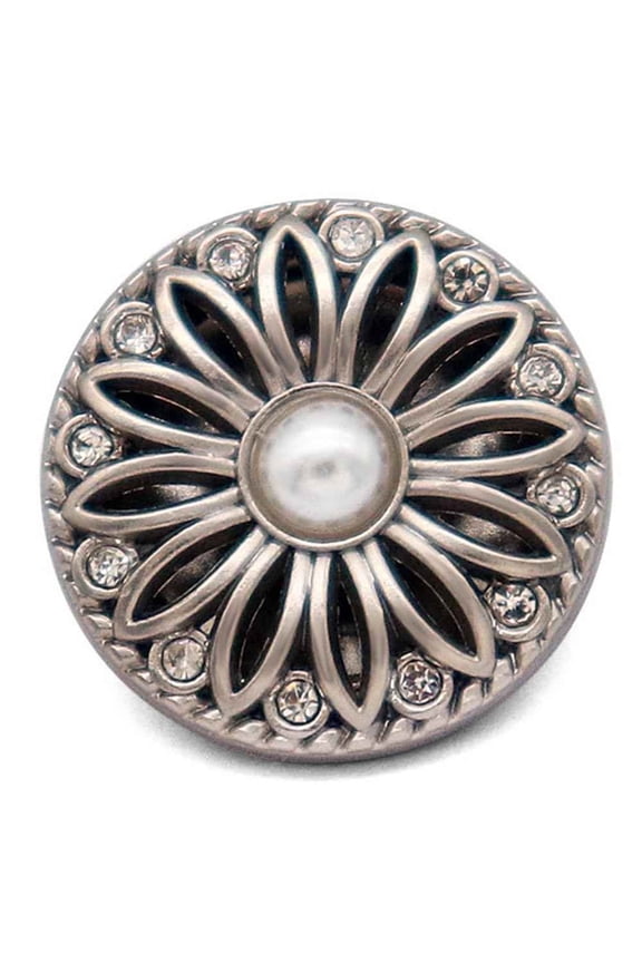 Snap Jewelry Vintage Flower Rhinestone Pearl, Multi-color Ginger Charm 18MM Button, For Interchangeable DIY Customizable Accessories