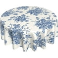 thumbnail image 1 of Vintage Flower Round Tablecloth 60 Inch Beige and Blue Floral Decorative Table Cloth Spring Summer Cover Farmhouse For Holiday Parties Dining Living Room Kitchen Decor, 1 of 6