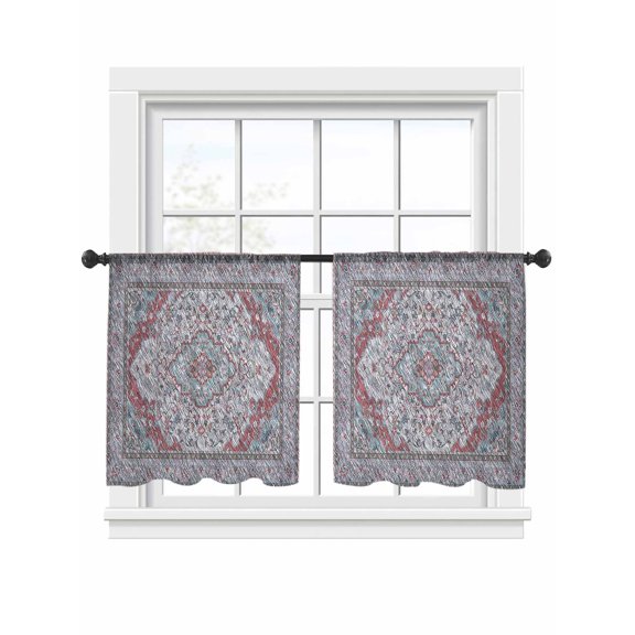 Vintage Flower Sheer Curtains 2 Panels Set Art Carving Texture Printing Sheer Window Curtains Light Filtering Rod Pocket Voile Drapes for Bedroom Living Room 52"x54"