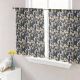 thumbnail image 1 of Vintage Flower Sheer Curtains 45 Inch Length 2 Panels Set Window Treatments, Yellow Spring Floral Leaf Pastoral Birds Navy Blue Rod Pocket Semi Curtains for Living Room/Bedroom/Kitchen, 104"W x 45"L, 1 of 7