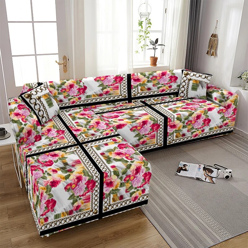 Vintage Flower Sofa Cover Farmhouse Home Floral Lattice Corner Sofa
