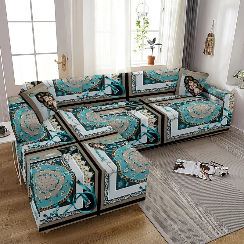 Vintage Flower Sofa Cover Farmhouse Home Floral Lattice Corner Sofa