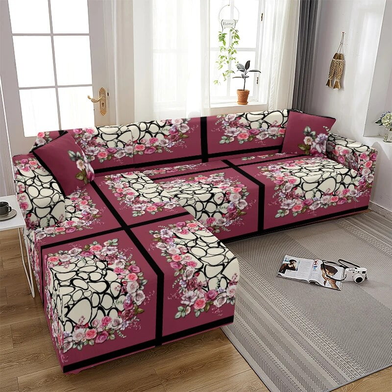 Vintage Flower Sofa Cover Farmhouse Home Floral Lattice Corner Sofa