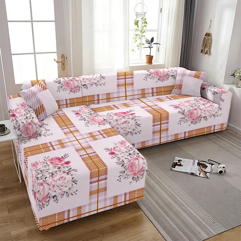 Vintage Flower Sofa Cover Farmhouse Home Floral Lattice Corner Sofa