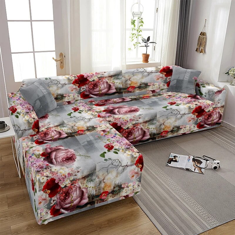 Vintage Flower Sofa Cover Farmhouse Home Floral Lattice Corner Sofa
