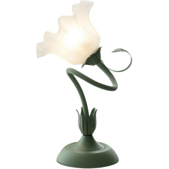 Vintage Flower Table Lamp for Bedroom - 3 Color Modes Lily of The Valley Bedside Lamp with E26 Bulb Gooseneck Nightstand Lamp for Living Room Office Reading - Warm, Cool White, Neutral Light O