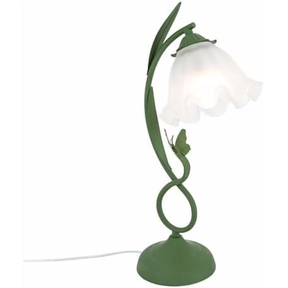 Vintage Flower Table Lamp for Bedroom, Glass Shade Lily of The Valley Bedside Lamp with E26 Bulb Base, Iron Base Gooseneck Nightstand Desk Decor Lamp for Reading Living Room$$Tools & Hardware Other