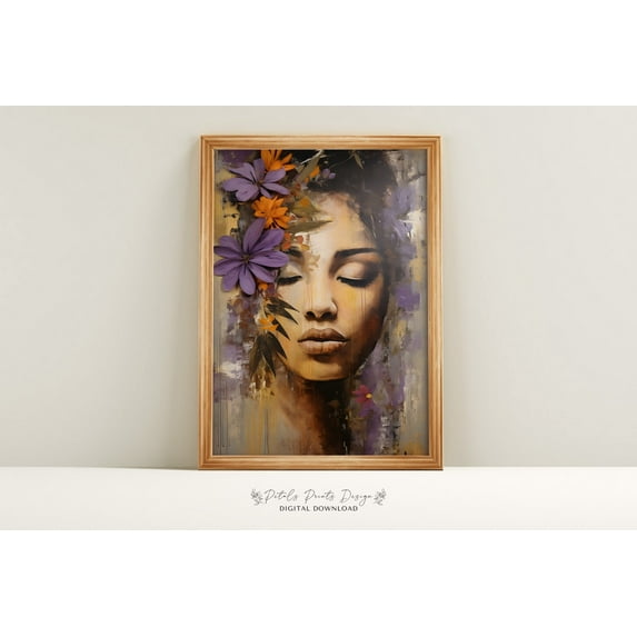 Vintage Flower Woman, Cottagecore Farmhouse Art Home Decor #2059, Unframed Poster Size 8x12