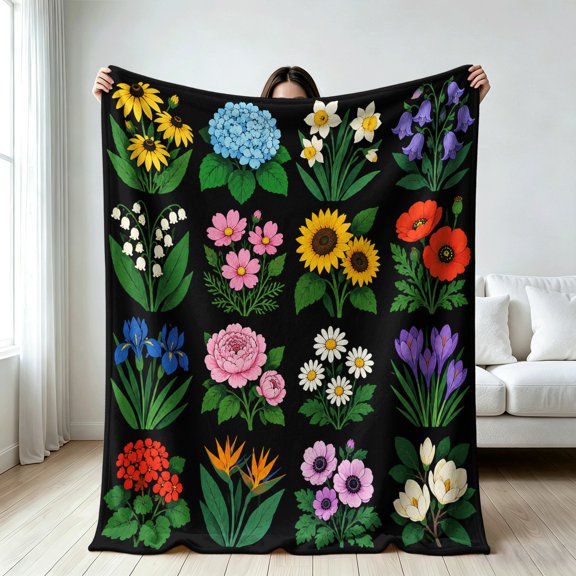 Vintage Flower blanket for women, Soft Flannel Throw Blanket, Festive Gifts, gift for Birthday, Mother's Day,Christmas, Anniversary, Holiday, Four Seasons Universal Home Decor Gifts