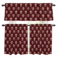 thumbnail image 1 of Vintage Flowering Kitchen Curtains Valances and Tiers Set of 3 Gorgeous Flower Dark Red Background Tier Curtains and Valance with Rod Pocket for Small Windows, 27.5"x36", 1 of 9