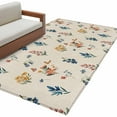 thumbnail image 1 of Vintage Flowers Area&nbsp;Rug 4x6ft Blue Pink Yellow Flower Farm Plant Country Non-Slip&nbsp;Washable Square&nbsp;Rugs Soft Felt Indoor Floor Mat for Bedroom Kitchen Living Room Bathroom, 1 of 9