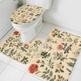 thumbnail image 1 of Vintage Flowers Bathroom Rugs Set Red Rose Yellow Flower Farmhouse Non Slip Absorbent Soft Bath Mats 3 Piece Set with Bathroom Rug, U-Shaped Floor Mat, Toilet Seat Cover Large Size, 1 of 9
